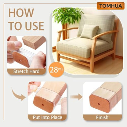 28Pcs Chair Leg Floor Protectors Rectangle for Hardwood Floors Silicone Caps Covers Felt Furniture Pads Clear Chair Sliders, Protect The Floor from Scratches（XX-Large Fit:L 2"-2.5",W 1"-1.5"） - size: XX-Large