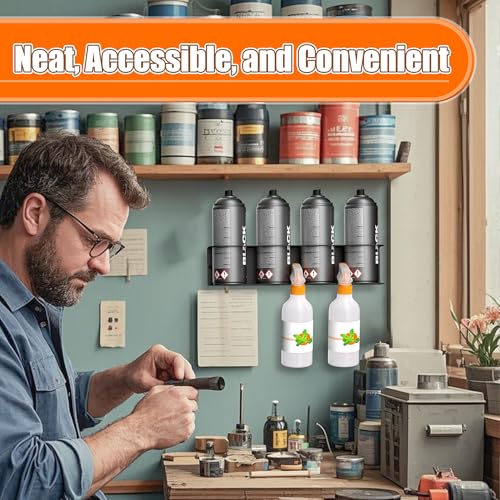Ultrawall Spray Can Holder Rack, Wall Mounted Spray Bottle Holder, Garage Wall Mount Shelf, Utility Storage Rack, Tool Storage Rack - style: Separate