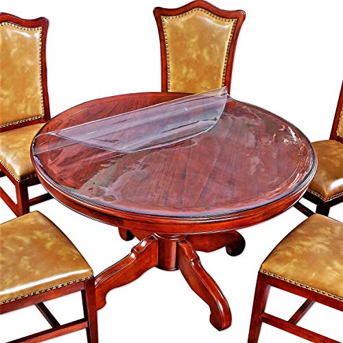 Round Clear Plastic Table Protector Cover Pad Thick Wipeable PVC Vinyl Tablecloth Furniture PVC Protective Desktop Liner Cover Waterproof Dining Tabletop Protection Desk Top Pad 36 Inch Diameter Round - color: New Version Round Shape Clear, size: 36" x 36