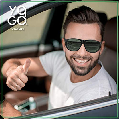 Fit Over Wrap Sunglasses Polarized Lens Wear Over Eyeglasses 100% UV Protection for Men and Women - color: Smoke Lens and Blue Mirror Lens