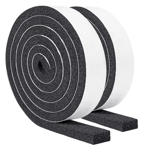 Yotache Maximum Compression Sponge 1" x1/2", Rubber Foam Strip Adhesive for Insulation, Weatherstrip, Gap Blocker, Anti-Vibration, Anti-Collision, 6.5 Feet Long 2Pcs - size: (1"×1/2") 13FT