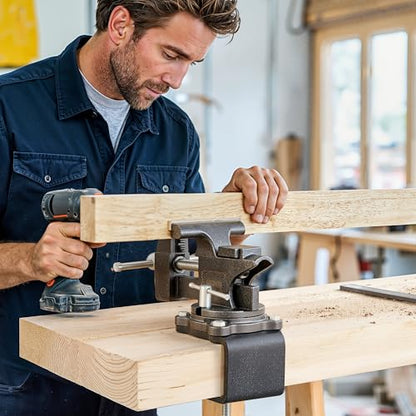 Updated 2-In-1 Bench Vise or Table Vise 4.5 Inch, Clamp Vice for Workbench Constructed with Cast Steel, Heavy Duty Workbench Vise Swivel for Woodworking - size: 4.5 Inch