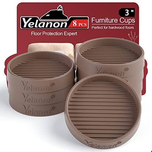 Furniture Coasters - 8 Pcs 3”Round Furniture Caster Cups Non Slip Pads Hardwoods Floors Non Skid Furniture Grippers Rubber Furniture Feet Anti Slide Floor Protector for Bed Couch Stoppers Brown - color: 8pcs3"round Brown
