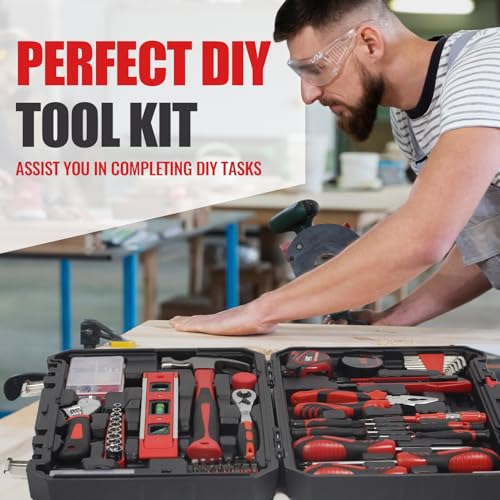 SPICIMOMO Red Home Tool Kit Set - 138 Pieces Red Tool Set, Home Tool Kit for Daily Repairing and Maintenance, Professional Tool Kit Set with Portable Storage Boxes - style: 138 Pieces Red