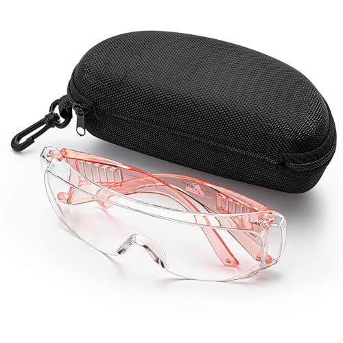 UNCO- Safety Goggles Over Glasses, Protective Goggles, Anti Fog, Work, Safety Glasses Over - color: Light Pink, size: 1 Pack