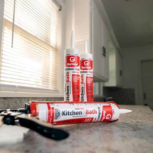 Red Devil 0406 Silicone Acrylic Caulk & Sealant, 100% Waterproof, Paintable, White Caulking for Kitchen, Bathroom, Window, With Duraguard, 5.5 oz, White, Made in USA - color: White, size: 10.1 oz., style: 1 - Pack