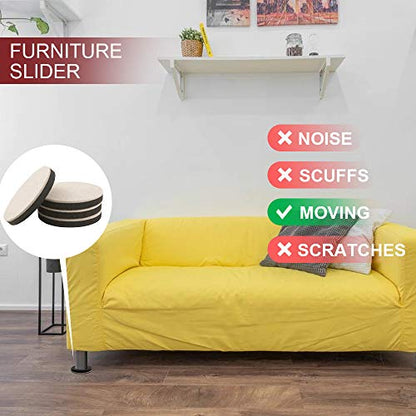 Yelanon Felt Furniture Sliders, 20pcs-3 1/2” Furniture Sliders for Carpet, Furniture Pads Hardwoods Floors, Heavy Furniture Movers Sliders, Reusable Moving Pads, Floor Protectors for Carpet - size: 20pcs 3.5"