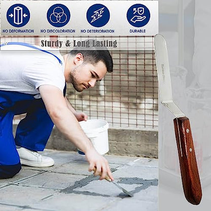 A2Z Scilab Brand Engineering Classic Offset Caulk Tooling Spatula, Stainless Steel (4 Inch Long Offset Blade) - style: 4 Inch Long Offset Blade