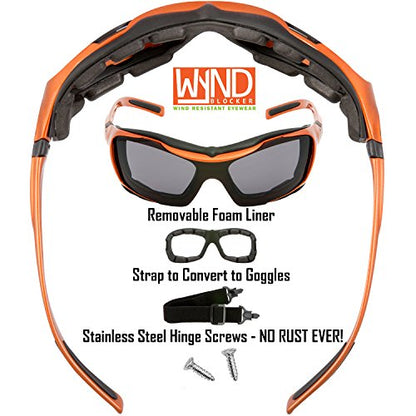 Large Motorcycle Riding Glasses Extreme Sports Wrap Sunglasses - color: Orange | Smoke