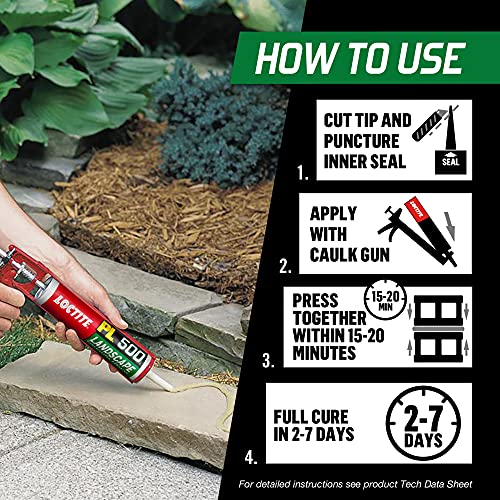 Loctite PL 500 Landscape Block and Paver VOC Construction Adhesive, Tan, 10 fl oz Cartridge, 1 Pack - size: Single, style: 10 Ounce Cartridge