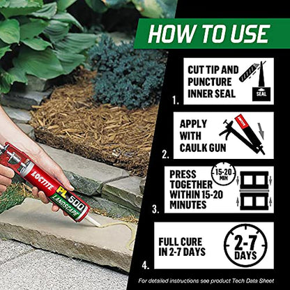 Loctite PL 500 Landscape Block and Paver VOC Construction Adhesive, Tan, 10 fl oz Cartridge, 1 Pack - size: Single, style: 10 Ounce Cartridge
