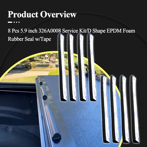 326A0008 Service Kit, 8 pcs 5.9 inch D Shape EPDM Foam Rubber Seal w/Tape, Fits Hard Tri-fold Truck Bed Tonneau Cover/Bulkhead Seal w/Self-Adhesive Rubber for Boat/Auto/RV/Marine/Garage Doors/Window - style: 8 Pcs 5.9Inch