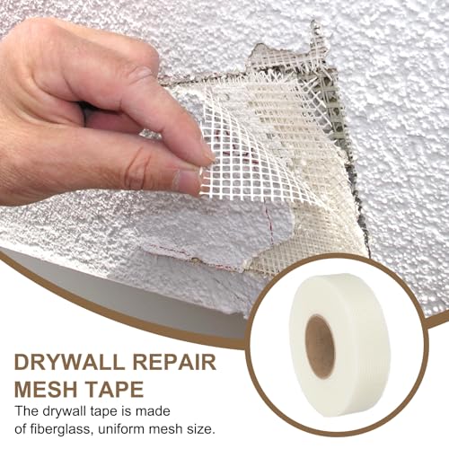 PATIKIL Drywall Repair Mesh Tape, 2 inch x 328 ft Fiberglass Repair Patch Self-Adhesive Dry Wall Joint Tape 7 Mesh Wall Hole Crack and Seam Patch, White - size: 2 inch x 328 Feet