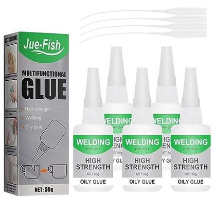 Jue Fish Glue, Welding High-Strength Oily Glue Universal Super Glues Gel, Instant Bonding, Strong Adhesion, Jue Fish Multifunctional Welding Glues for Metal,Plastic,Wood,Ceramics,Leather,Glass (5 PCS) - color: 5 PCS