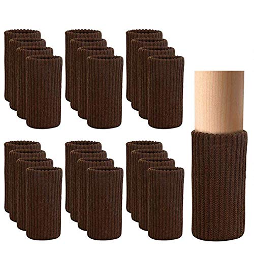 24 PCS Furniture Leg Knitted Protector - Chair Leg Floor Protectors for Avoid Scratches, Furniture Leg Socks for Moving Easily and Reduce Noise, Brown - color: Brown3