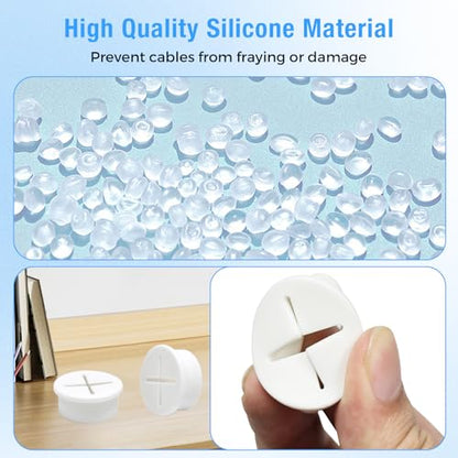 Desk Grommet, 1 in 25 mm Silicone Rubber Grommets, White Desk Hole Cover for Cables, Flexible Wall Cord Pass Through Grommet for Office Table Computer Home Furniture Wire Organizer-15 Pcs - size: 1"(25 mm)-15Pcs, style: White