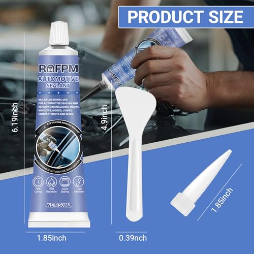 Automotive Adhesive Sealant for Repair Car Body, 100ml Auto Body Glue Bonding Heat Resistant, Heavy-Duty Black Silicone Adhesive Glue for Car Door, Interior, Metal, Plastic (1.69 floz*2)