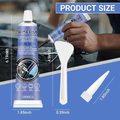 Automotive Adhesive Sealant for Repair Car Body, 100ml Auto Body Glue Bonding Heat Resistant, Heavy-Duty Black Silicone Adhesive Glue for Car Door, Interior, Metal, Plastic (1.69 floz*2)