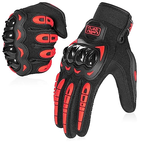 COFIT Motorcycle Gloves Breathable, Touchscreen Motorbike Gloves Anti-Slip with Good Grip Hard Knuckles Protection for Men Women Motocross, BMX ATV MTB Cycling, Road Racing - Red M - color: 7-red, size: Medium