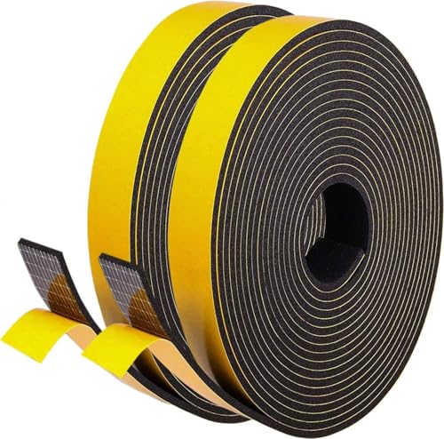 Weather Stripping Door Seal Strip Strong Adhesive Foam Insulation Tape Tape Gasket for Door and Windows (Black, 1 in x 1/8 in x 33Ft) - color: Black, size: 1 in X 1/8 in X 33ft