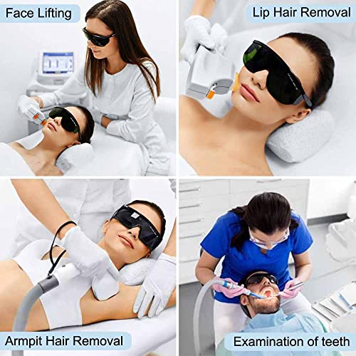 IPL190nm to 2000nm Laser Safety Glasses , UV Blocking Laser Glasses Eye Protection Protective Goggles Eyewear for Hair Removal Treatment and Laser Cosmetology Operator Eye Protection Adjustable Temple - color: Black