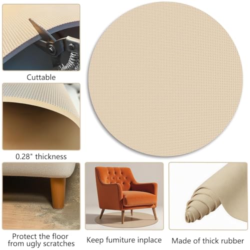 2Pcs Round Recliner Floor Protector Recliner Pads Swivel Chairs Recliners Rug for Floor Circle Anti Slip Furniture Pads Rubber Non Skid Furniture Gripper Mats - size: R-Camel-2Pcs-27.5"