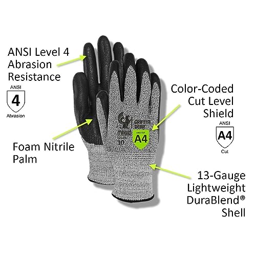 MAGID Griffin Gear ANSI A4 Liquid Repellent Nitrile Work Gloves, 12 Pairs, Size 6/XS (GPD456) - color: Foam Nitrile Coating, size: 6/XS, style: 12 Pair