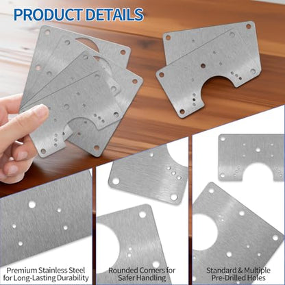 Stainless Steel Cabinet Hinge Repair Plate Kit with Mounting Screws, Durable Door Hinge Fixing Bracket for Kitchen Cabinets, Cupboard Doors & Furniture, Multiple Pack Sizes (6 PCS) - size: 6 Pieces