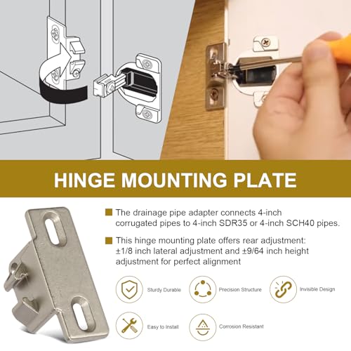 Hinge Mounting Plate Replacement for Blum 1 3/8" Overlay 110 Degree Compact 33 Edge, Edge Mount Plates for Blum Face Frame Overlay Hinge, Hinges for Cabinet Doors, Soft Close Hinges(2 PCS)