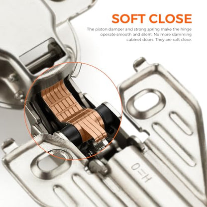 JOY DECOR Full Overlay 4 Packs (2 Pairs) Concealed Kitchen Cabinet Hinges 105 Degree Soft Close Adjustable Cabinet Door Hinges for Face Frame Cabinet