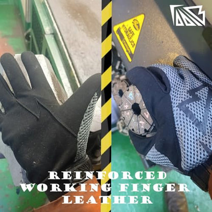 Taaib™ Work Gloves for Mechanic Electrician Industrial Tactical Utility Personnel, Women Men, All-Purpose Reinforced Leather