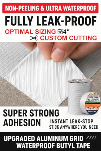 Butyl Waterproof Tape, 4" x 16' Aluminum Foil Sealant Tape for Leak-Proof Patching of Windows, Glass, Boats, Pipes，RV Roof & EPDM Roofs – Silver