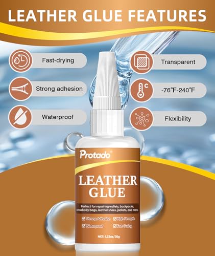Leather Glue, 35g Heavy Duty Super Strong Clear Glue, Waterproof Flexible Adhesive for Leather Bonding, Repair, Shoes, Bags, Sofas, Belts, Crafts, DIY Kits - style: Leather Glue