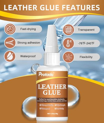 Leather Glue, 35g Heavy Duty Super Strong Clear Glue, Waterproof Flexible Adhesive for Leather Bonding, Repair, Shoes, Bags, Sofas, Belts, Crafts, DIY Kits - style: Leather Glue