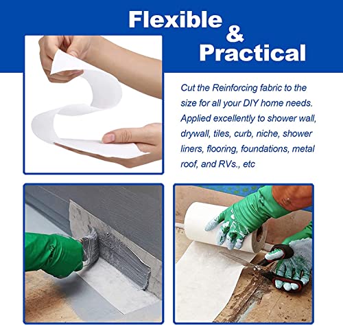 2 Pack 4 Inches x 164 Feet Waterproofing Membrane Anti Fracture Fabric, Reinforcing Water Barrier Drywall Mesh Tape, Liquid Waterproof Membrane Fiberglass Tape for Shower Wall,Seam - size: 2 Pack 4 Inches x 164 Feet (328ft total)