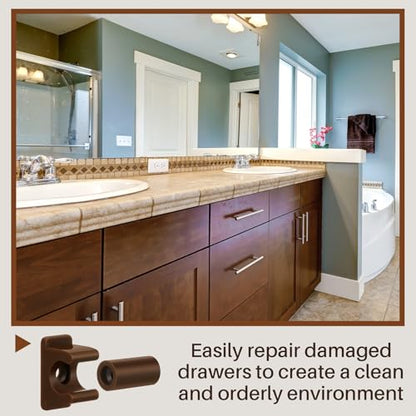 Juexica False Cabinet Front Clip False Drawer Front Clips Sink Tip Out Snap with Screws Screwdrivers for Hardware Replacements(Dark Brown,4 Pairs) - color: Dark Brown