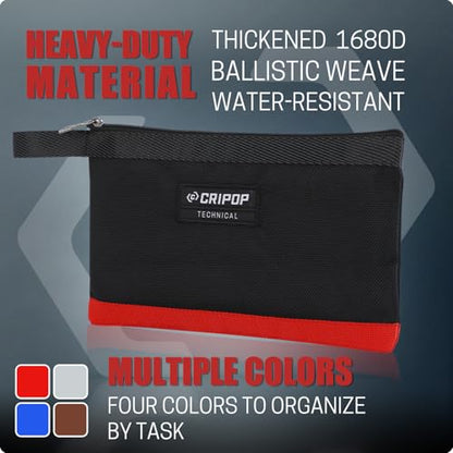 6 Pack Zipper Tool Pouch, 1680D Tools Bag Storage Kit with 4 Zipper Bags and 2 Stand-up Tool Bags, Multipurpose Tools Utility Pouches Storage Organizer - style: 2 Stand-up Zipper Bags+4 Zipper Bags
