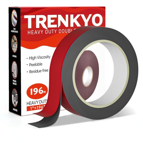 VHB Tape Double Sided Heavy Duty, 1 Inch x 16.4 FT Extreme Mounting Tape, Professional Adhesive for Automotive Trim, Wall Mounting, Outdoor Christmas Lights, Mirrors - size: 1in/2.5cm