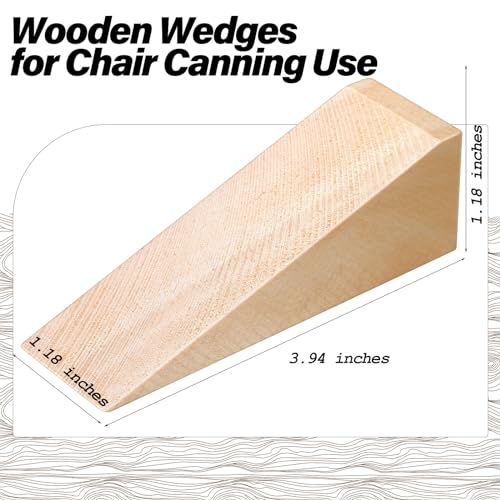 Treela Wooden Wedges for Chair Caning Supplies Wood Wedge Non Slip Wood Door Wedge Tool Triangle Block for Chair Caning Door Stop, 3.94 x 1.18 x 1.18 Inch(10 Pieces)
