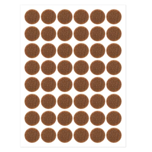 48 Pcs Brown Felt Cabinet Door Pads, 1/2 Inches Diameter Self Adhesive Felt Bumpers for Furniture Kitchen Cabinet Doors Floor Drawers Cupboards