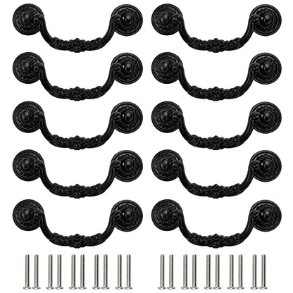 Geesatis 10 Pcs Vintage Swing Drop Bail Black Aluminum Alloy Cabinet Pulls, 125 x 32 x 43 mm / 4.9 x 1.26 x 1.7 inch - style: I