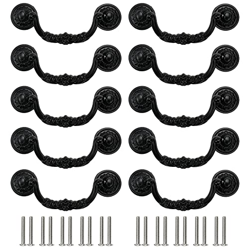Geesatis 10 Pcs Vintage Swing Drop Bail Black Aluminum Alloy Cabinet Pulls, 125 x 32 x 43 mm / 4.9 x 1.26 x 1.7 inch - style: I