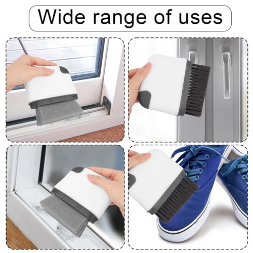 2pcs 2-in-1 Groove Cleaning Brush, 2025 Upgraded Crack Cleaner Tool Handheld Grout Brush for Window Tracks Sliding Doors Sills Tile Lines (Dark Gray) - color: Dark Gray