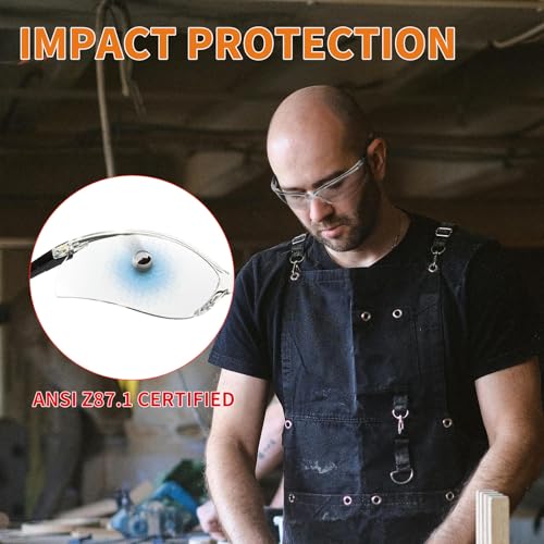 2 Pack VICOGARD Premium Clear Safety Glasses for Men and Women with Anti-Fog and Scratch Resistant Wrap Around Lenses— ANSI Z87 Certified Protective Eyewear with 100% UV Shielding and Anti-Slip Tip