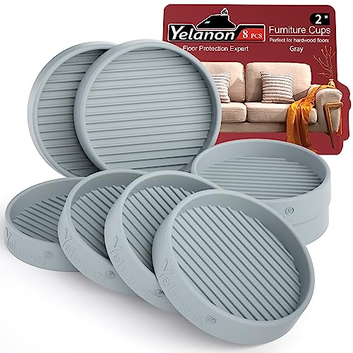 Furniture Coasters - 8 Pcs 2”Round Furniture Caster Cups - Non Slip Pads Hardwoods Floors Non Skid Furniture Grippers Rubber Furniture Feet Anti Slide Floor Protector for Bed Couch Stoppers Gray - color: 8pcs2"round Gray