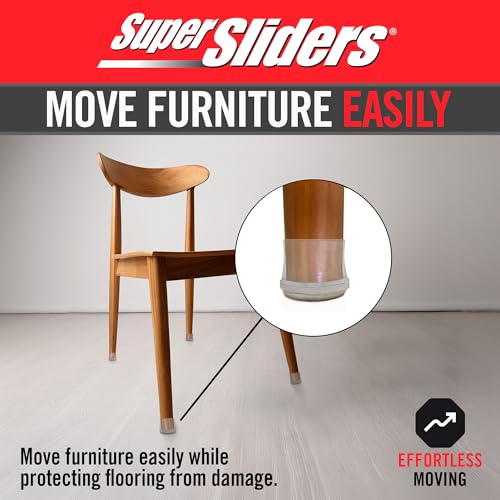 Super Sliders 1 Inch Round Chair Leg Tips with Felt Bottom – Heavy Duty Silicone Furniture Leg Caps, Steel Reinforced Floor Protectors for Chairs & Tables, 8 Count