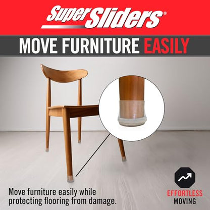 Super Sliders 1 Inch Round Chair Leg Tips with Felt Bottom – Heavy Duty Silicone Furniture Leg Caps, Steel Reinforced Floor Protectors for Chairs & Tables, 8 Count