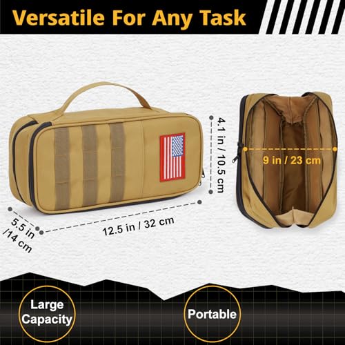 ATRIPACK Tactical Tool Bag for Men,Wide Mouth Tool Pouch with Water-Resistant, Multi-purpose Range Bags with Zipper Handle,Heavy Duty Small Tool box organizer for Repairman, Carpenters, Handyman - color: Brown
