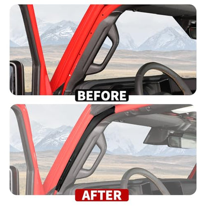 JeCar Front Door Seal Weatherstrip Compatible with Jeep Wrangler JL & Gladiator JT Accessories 2024 2025 2026, Waterproof Rubber Door Seal Strip Kit