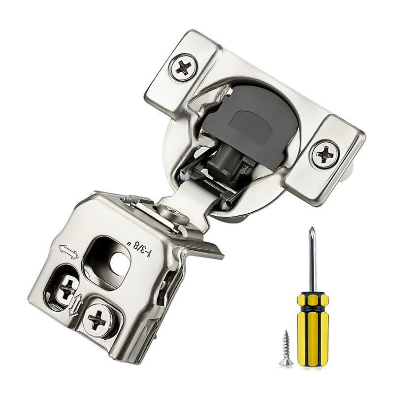 Ravinte 2 Pack 1 Pair 1-3/8 inch Overlay Soft Close Kitchen Cabinet Hinges Stainless Steel Adjustable Kitchen Hinges Satin Nickel Cabinet Hardware - size: 1-3/8 inch Overlay
